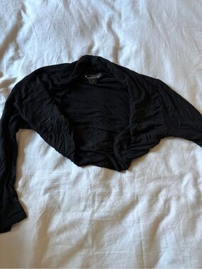 Black Women's Cropped Open-Front Bolero Top -